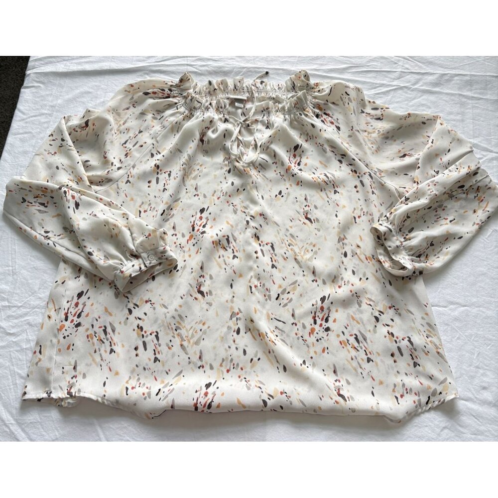A New Day Womens XXL Peasant Blouse Ruffles Cottagecore Abstract Print - Picture 8 of 11